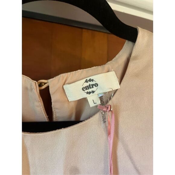NWT Anthropologie Entro Satin Feathered Champagne Tank Size L - Picture 6 of 6